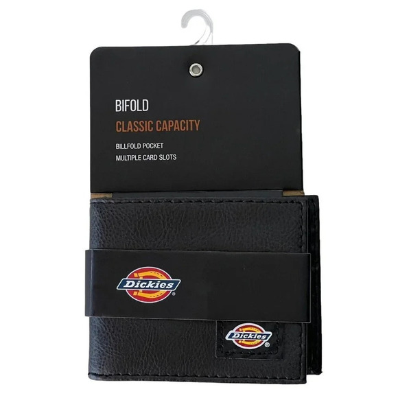 Dickies Men's Leather Classic Capacity Wallet Black NWT - Picture 1 of 5